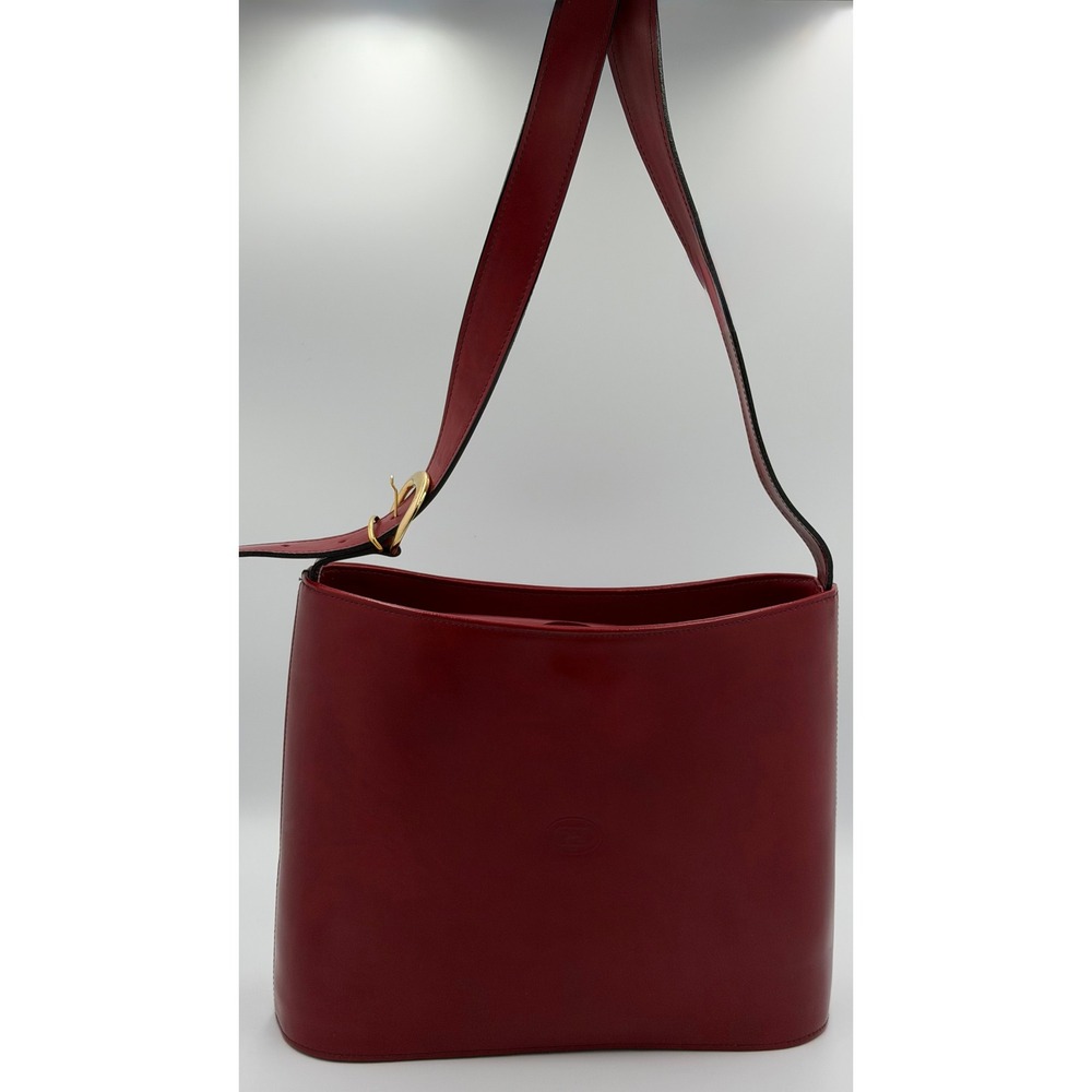 Etienne Aigner Red Leather Bucket Shoulder Bag Vintage Equestrian Logo
